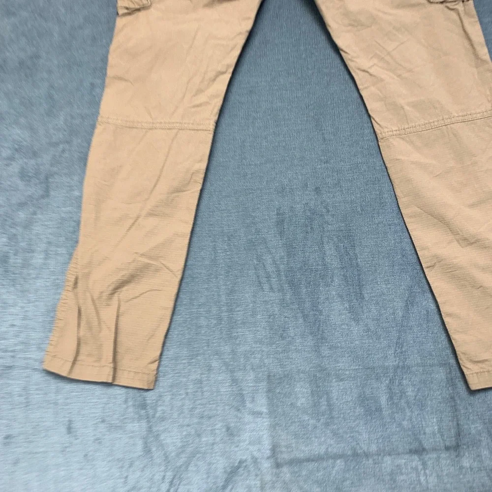 H&M Slim Fit Cargo Pants Mens Small Khaki Ripstop Utility Pocket Hiking Camping
